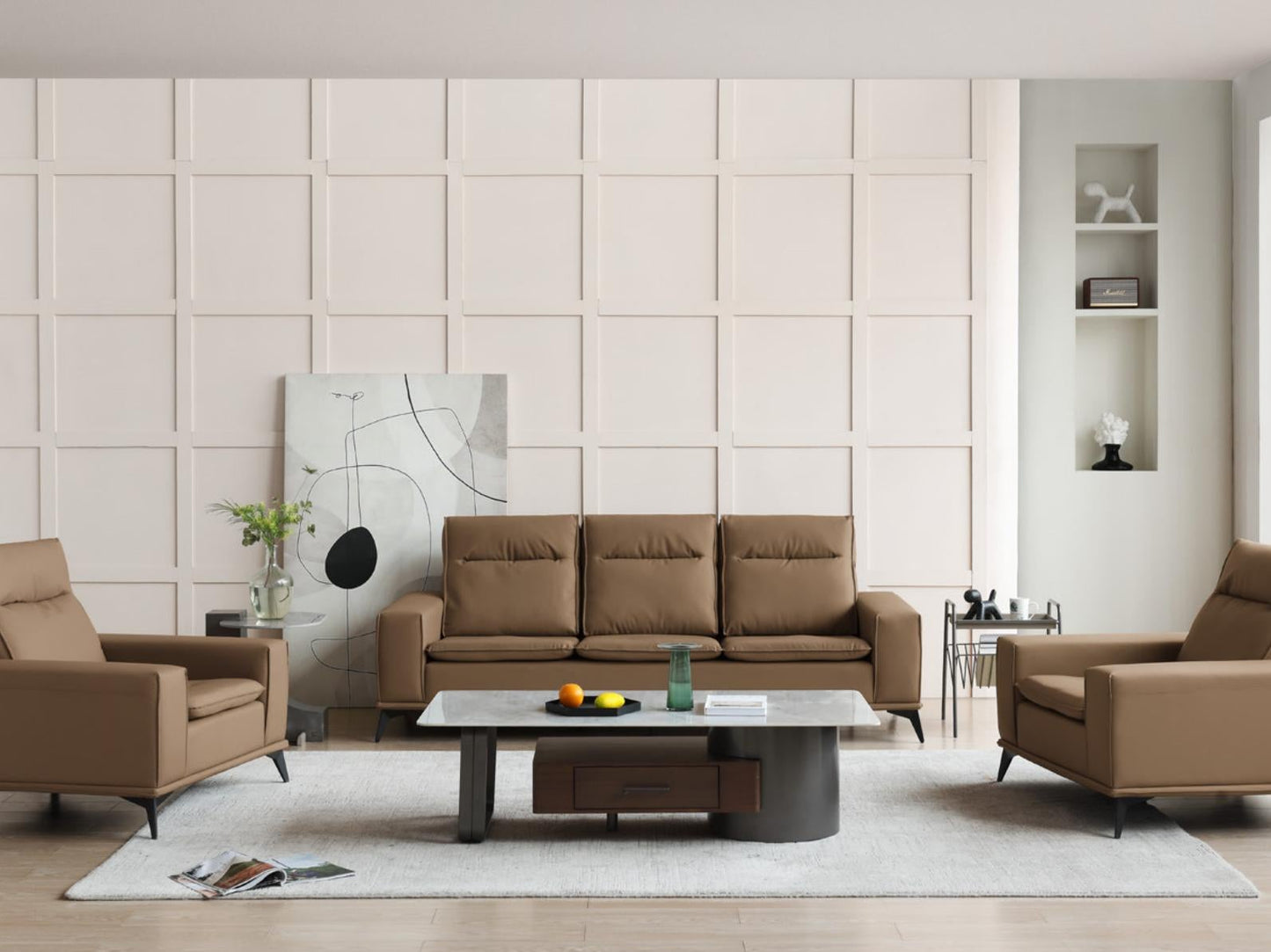 欣家居 義式極簡 現代輕奢 家用办公三人位沙发 小戶型客廳沙發 栖風之座YSH-339#