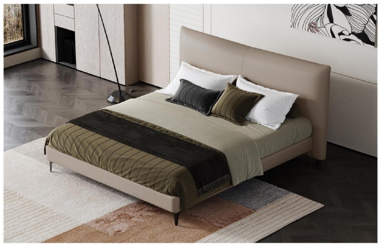 欣家居 實木框架 生態真皮皮 碳素鋼五金腳大床 LPBX228FA