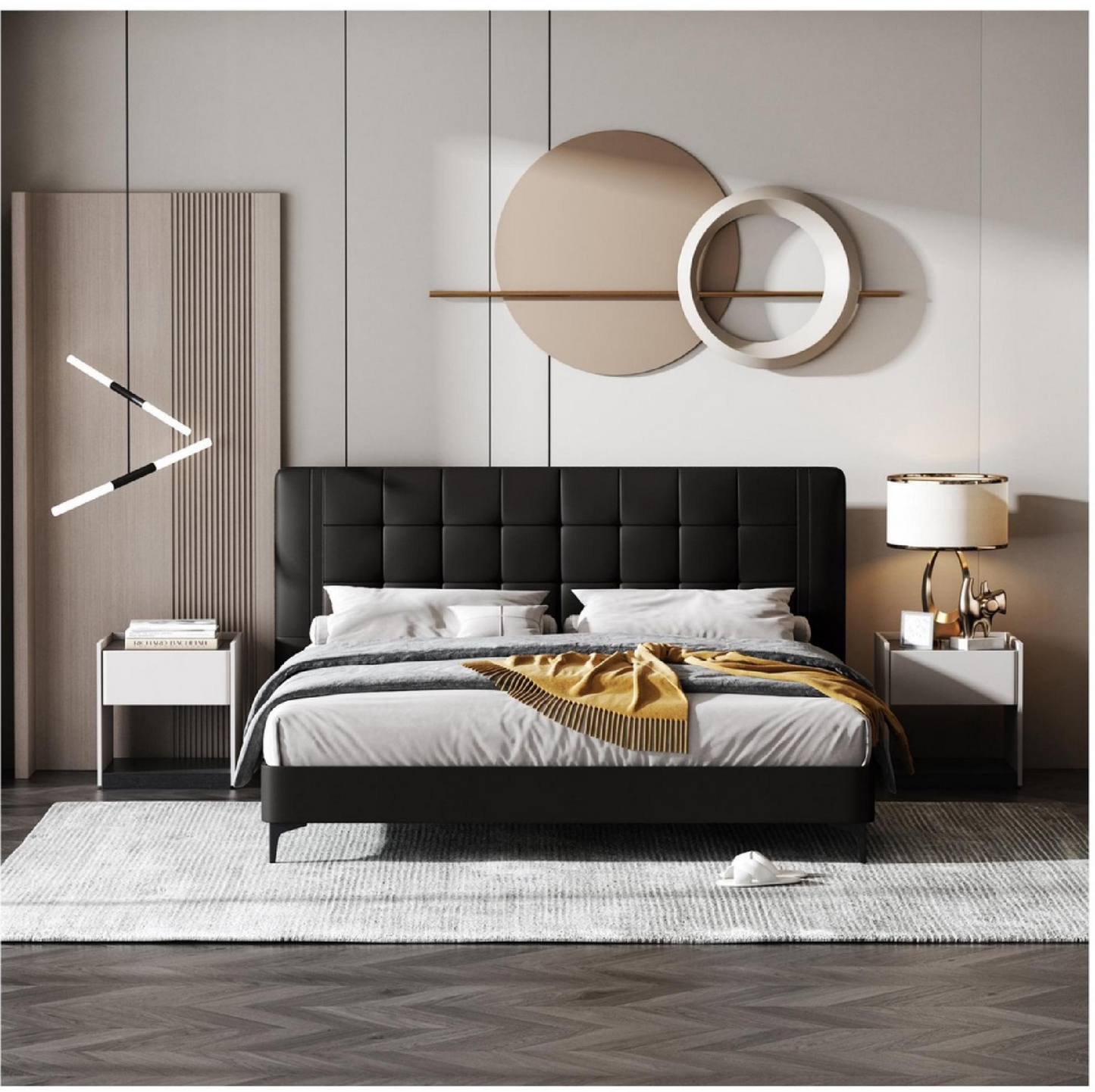 欣家居 實木框架 真皮 碳素鋼腳 大床 LPBX232FB