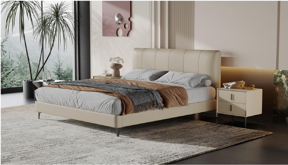 欣家居 實木 高回彈海綿 頭層真牛皮 1.8米床 LPBX303