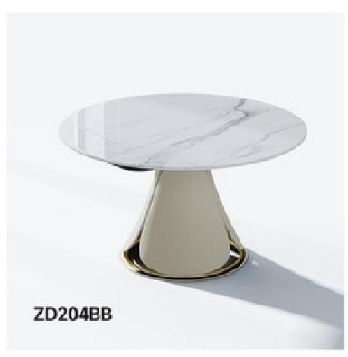 欣家居 不銹鋼 捫皮 雪山白巖板 餐桌(伸縮功能)LPZD204BB