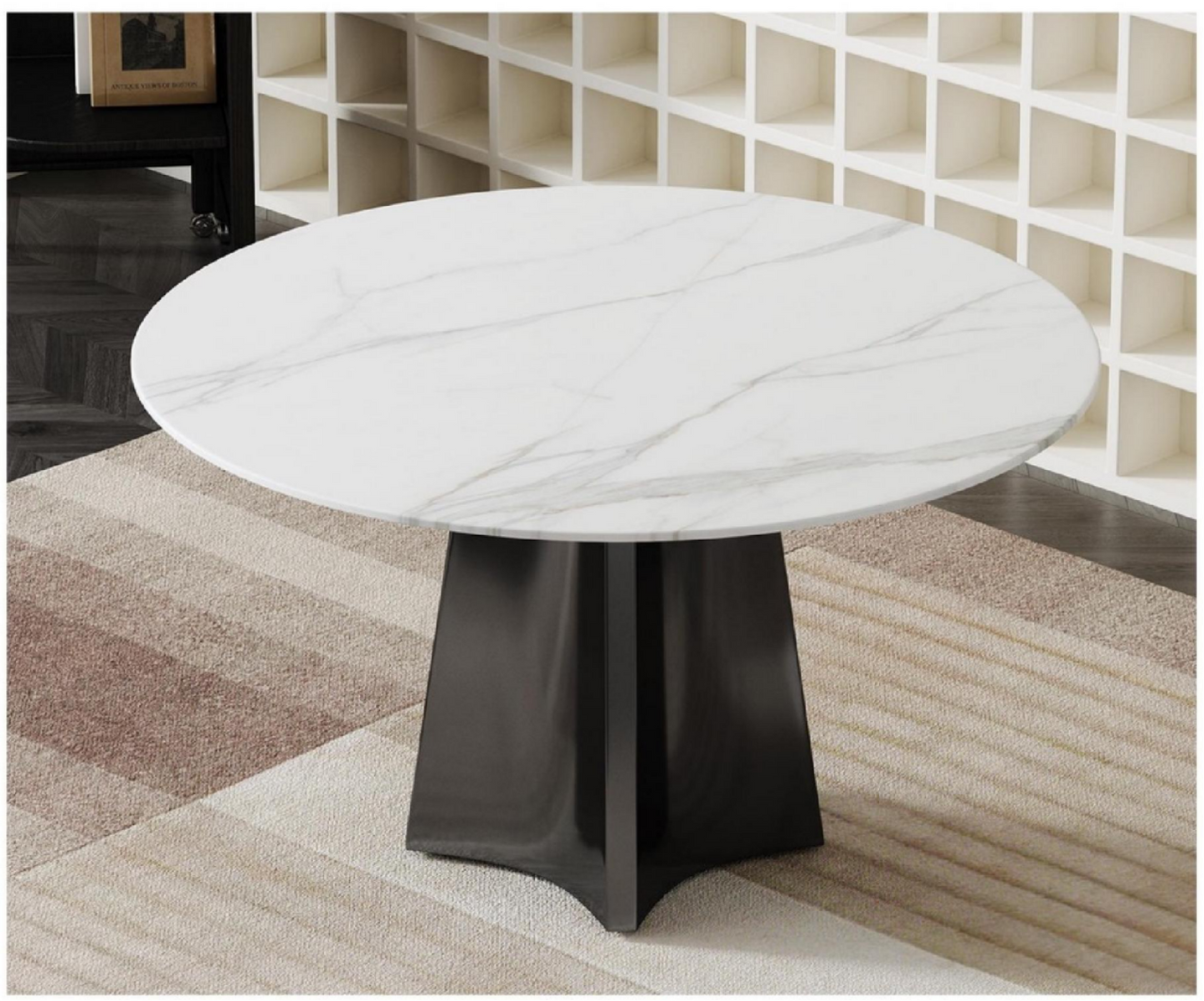 欣家居 芬迪白超晶石 中纖板 碳素鋼底座 餐桌 LPZD223FC