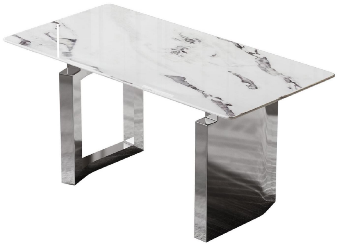 欣家居 畢加索超晶石 中纖板 201鏡面不銹鋼 餐桌 LPZD230FD