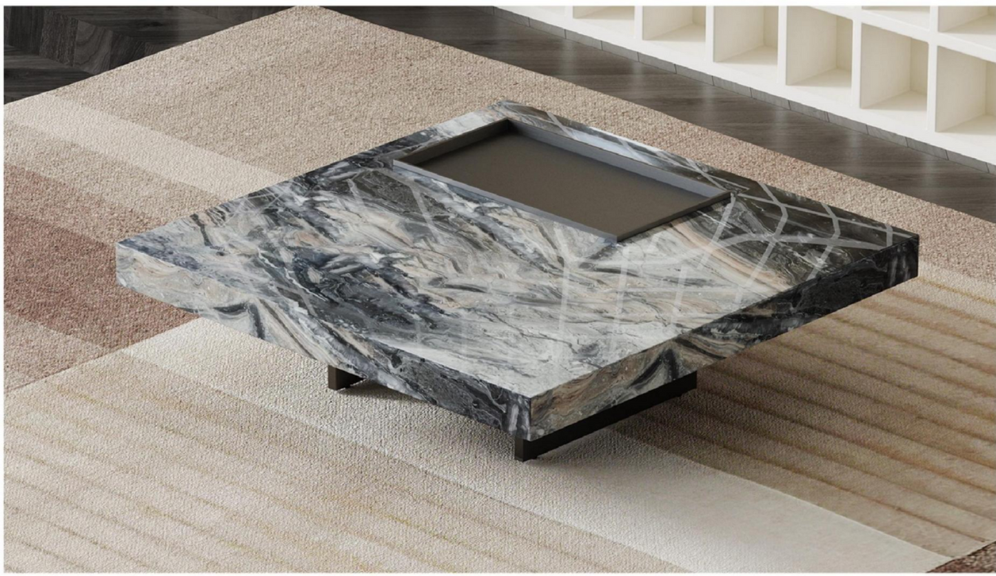 欣家居 威尼斯棕超晶石 實木 碳素鋼五金腳 茶幾 LPZE436FC