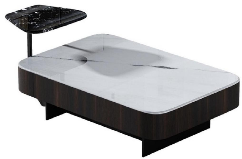 欣家居 微晶石 煙熏木 E1級中纖板 碳素鋼底座 茶幾 LPZE449