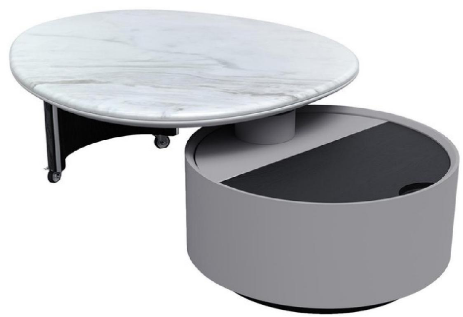 欣家居 纖維板 貼魚紋木皮 旋轉功能滑輪腳 茶幾 LPZE537