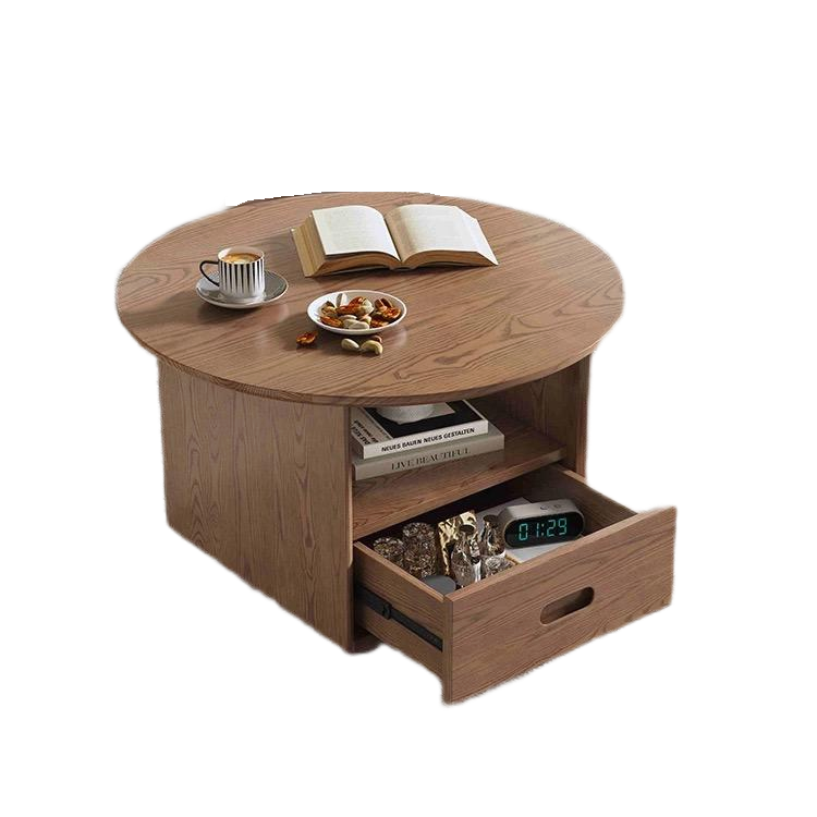 欣家居 北歐風小戶型客廳 月圓茶几 實木茶几YL