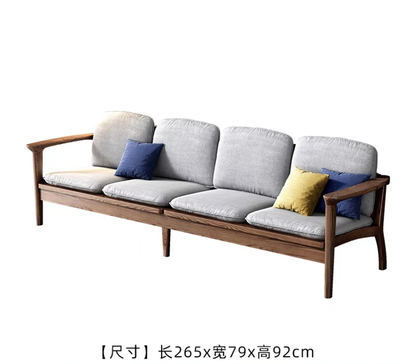 欣家居 北歐風白蠟木胡桃色原木 小戶型客廳 沙發YLS10