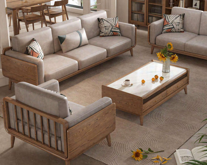 欣家居 北歐風白蠟木原木 小戶型客廳 沙發YLS09