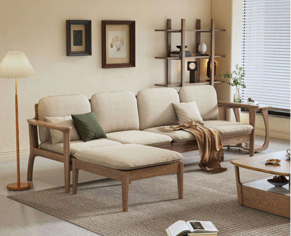 欣家居 北歐風白蠟木胡桃色原木 小戶型客廳 沙發YLS10