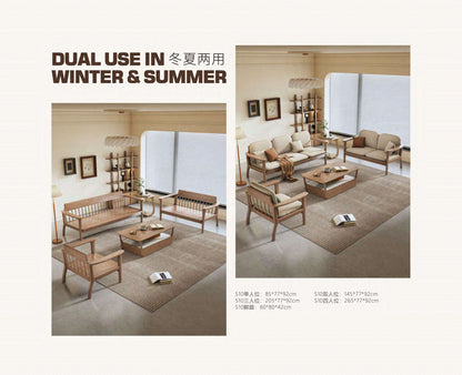 欣家居 北歐風白蠟木胡桃色原木 小戶型客廳 沙發YLS10