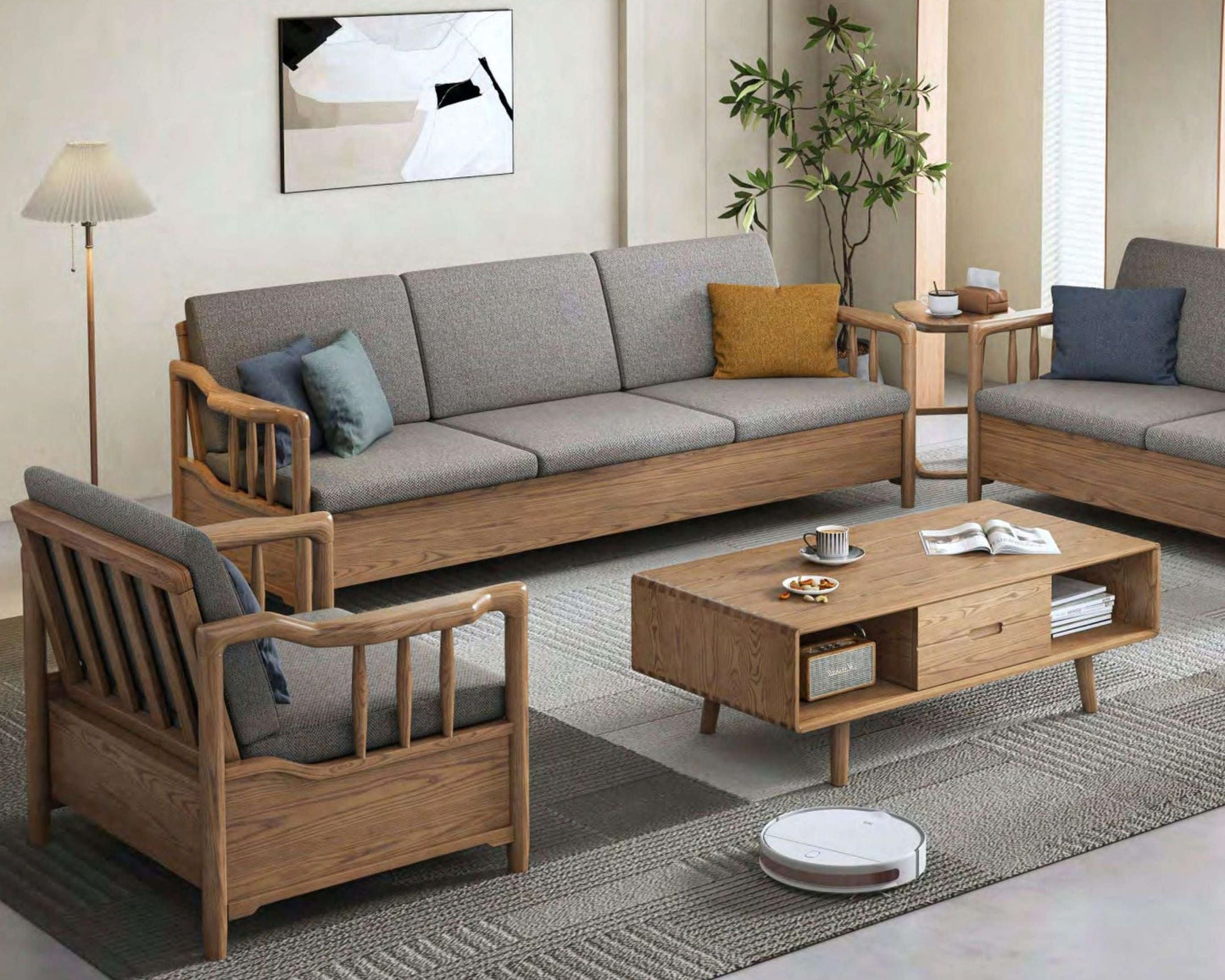 欣家居 北歐風北美白蠟木 冬夏兩用款式原木 小戶型客廳 可儲物可收納沙發YLS11