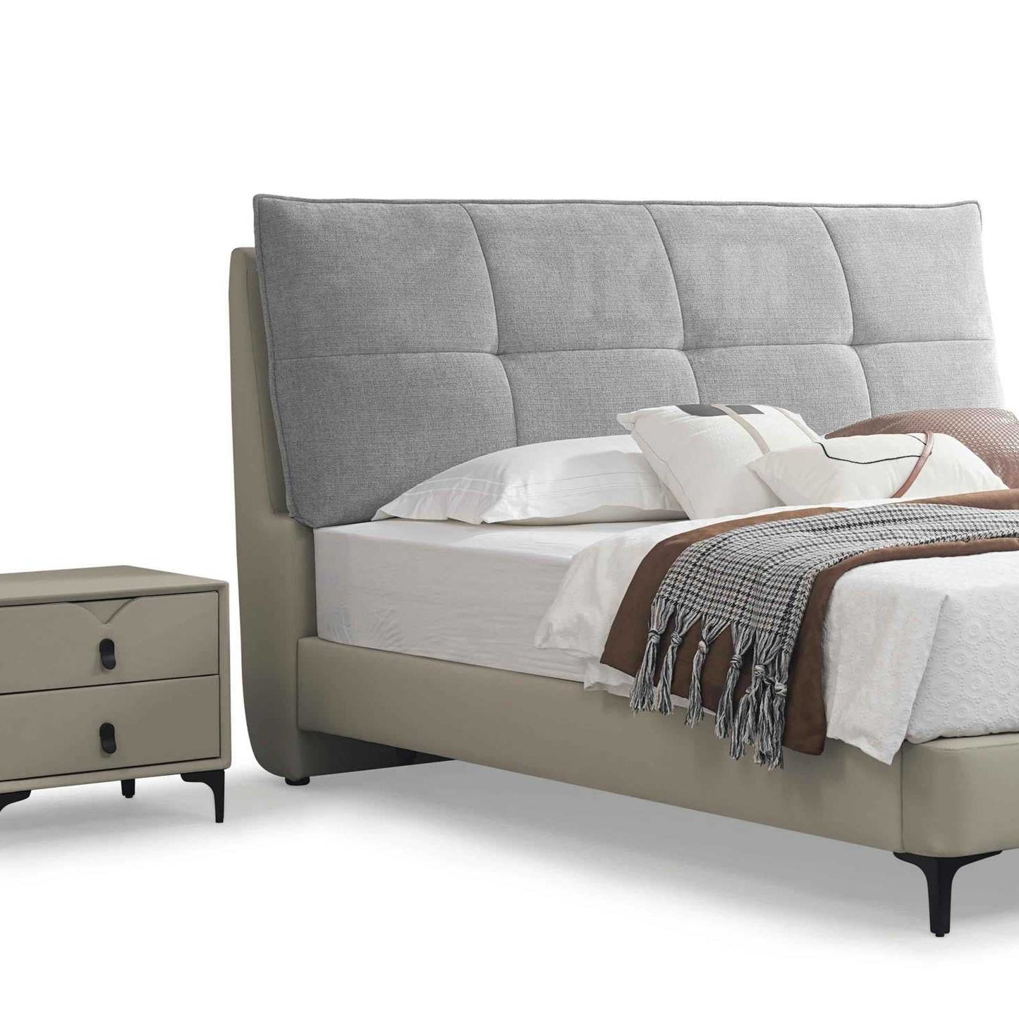 欣家居 現代簡約 生態真皮軟床 雙人床架IKAM-K5296A