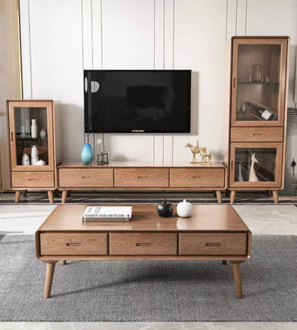 欣家居 北歐風 極簡小戶型 客廳茶几/電視櫃/邊几/高櫃  實木櫃子YLC01