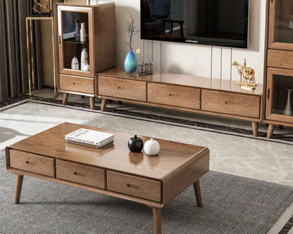 欣家居 北歐風 極簡小戶型 客廳茶几/電視櫃/邊几/高櫃  實木櫃子YLC01