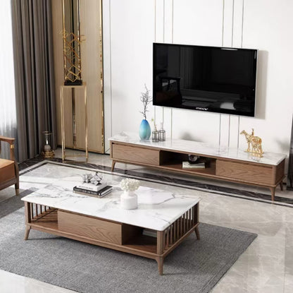 欣家居 北歐風極簡小戶型 客廳茶几/電視櫃  岩板/實木面 櫃子YLC02