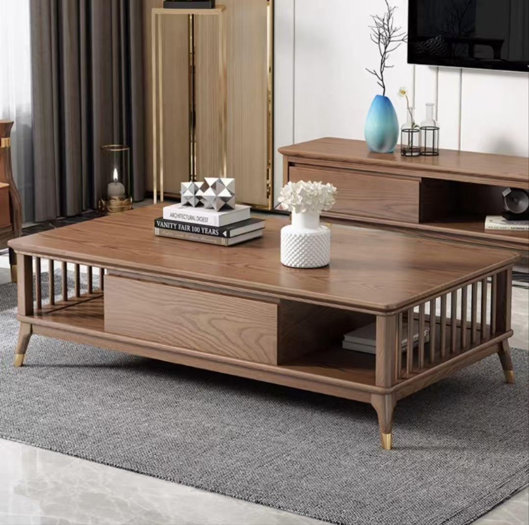 欣家居 北歐風極簡小戶型 客廳茶几/電視櫃  岩板/實木面 櫃子YLC02