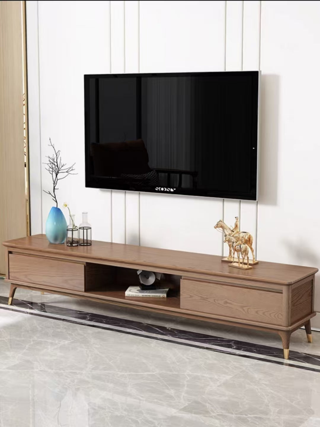 欣家居 北歐風極簡小戶型 客廳茶几/電視櫃  岩板/實木面 櫃子YLC02