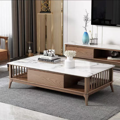 欣家居 北歐風極簡小戶型 客廳茶几/電視櫃  岩板/實木面 櫃子YLC02