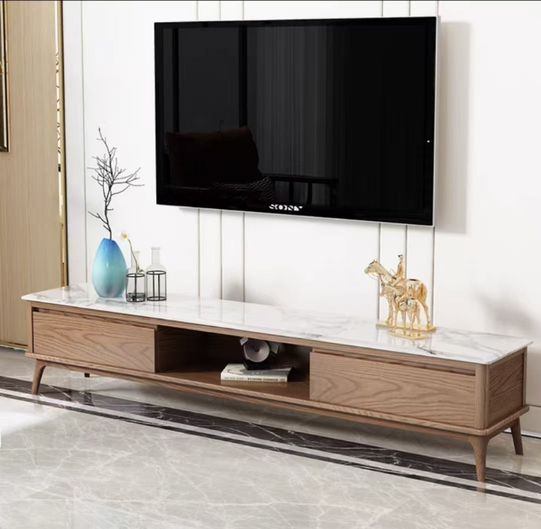 欣家居 北歐風極簡小戶型 客廳茶几/電視櫃  岩板/實木面 櫃子YLC02