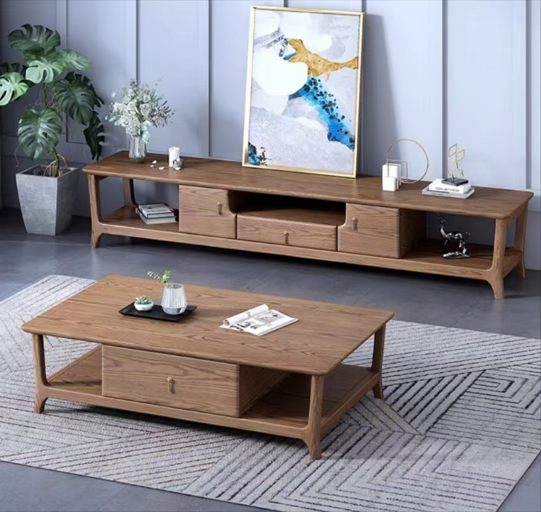 欣家居 北歐風風 小戶型極簡 客廳茶几/電視櫃  實木櫃子YLC06