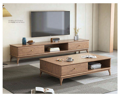 欣家居 北歐風 實木茶几 小戶型客廳茶几/電視櫃YLC09