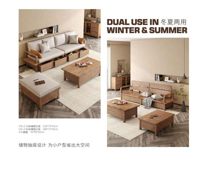 欣家居 北歐風冬夏兩用款式 小戶型客廳 棉麻佈 儲物收納沙發YLS16