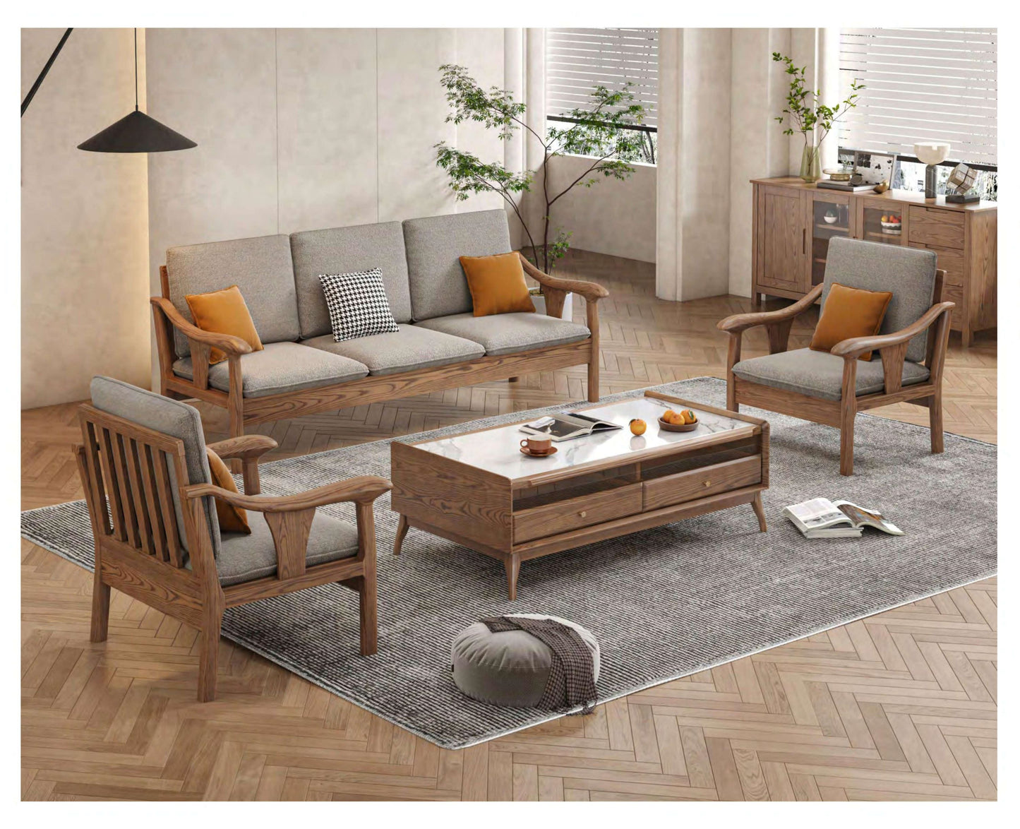 欣家居 北歐風 棉麻佈/科技佈  小戶型客廳 實木沙發YLS20