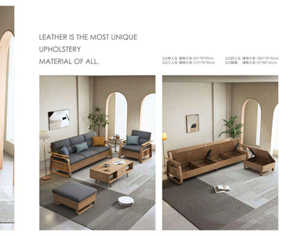 欣家居 北歐風北美白蠟木 小戶型客廳 棉麻佈/科技佈 可儲物收納實木沙發YLS22