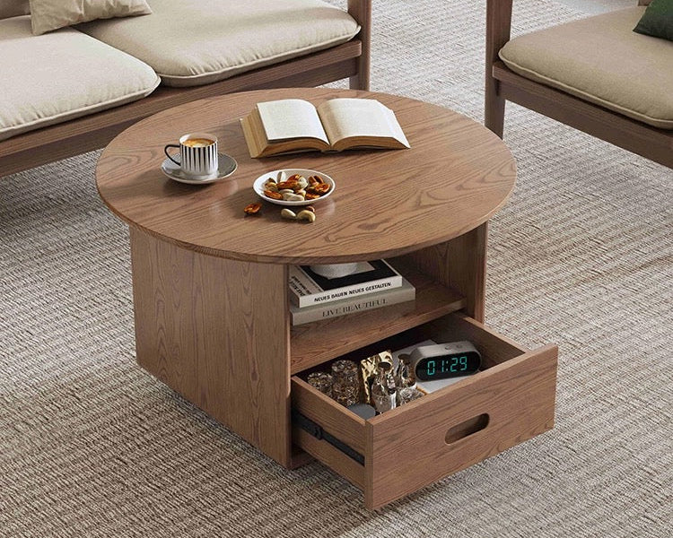 欣家居 北歐風小戶型客廳 月圓茶几 實木茶几YL