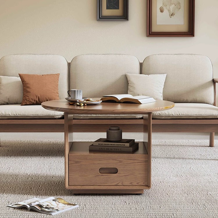 欣家居 北歐風小戶型客廳 月圓茶几 實木茶几YL