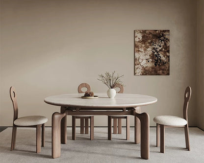 欣家居熱銷  北歐中古剎寂風 兩用伸縮 小戶型岩板餐桌QY