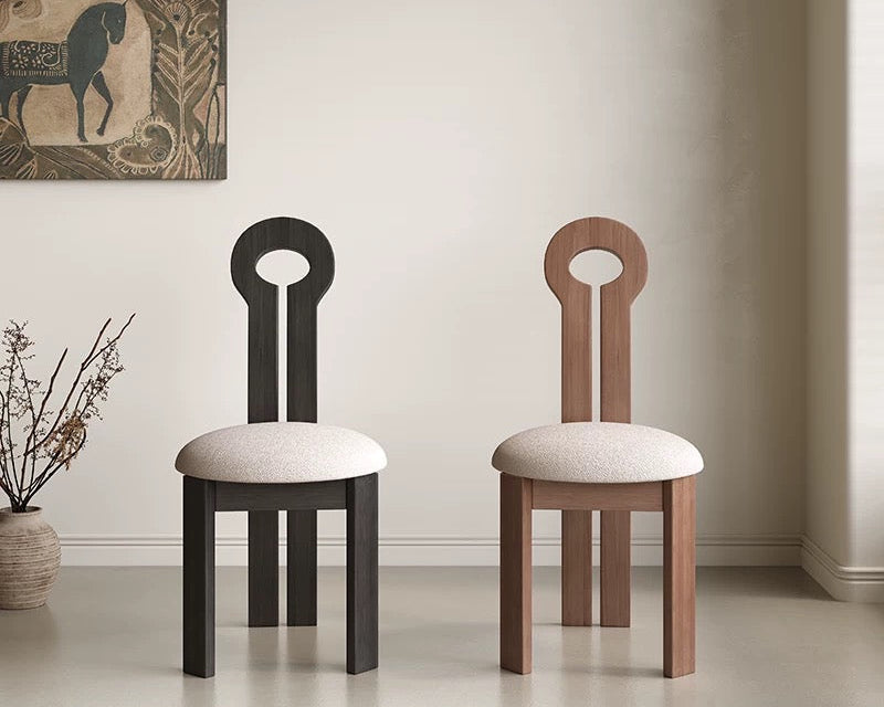 欣家居 北歐中古剎寂風 實木椅子 鑰匙餐椅  QY