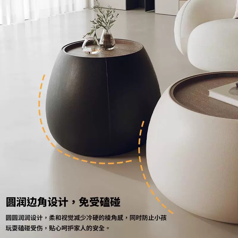 欣家居熱銷 儲物茶几 設計師皮革收納圓桌 奶油風現代小戶型客廳QY