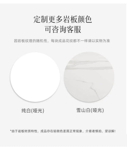 欣家居熱銷 奶油風 實木岩板可伸縮餐桌 小戶型客廳桌椅組合QY