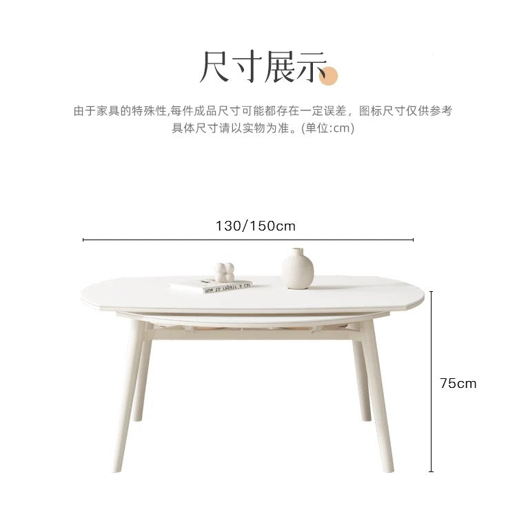 欣家居熱銷 奶油風 實木岩板可伸縮餐桌 小戶型客廳桌椅組合QY