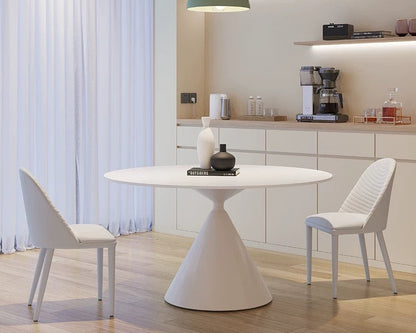 欣家居 現代簡約 純色德利豐岩板餐桌 內嵌式轉盤 小戶型餐桌QY