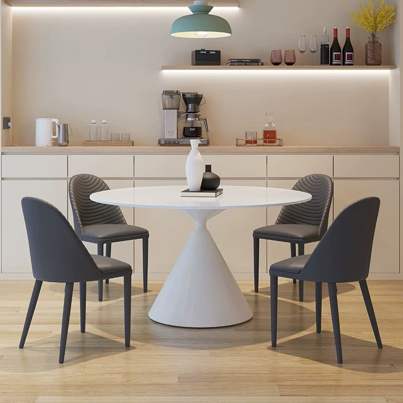 欣家居 現代簡約 純色德利豐岩板餐桌 內嵌式轉盤 小戶型餐桌QY