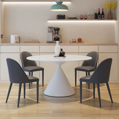 欣家居 現代簡約 純色德利豐岩板餐桌 內嵌式轉盤 小戶型餐桌QY