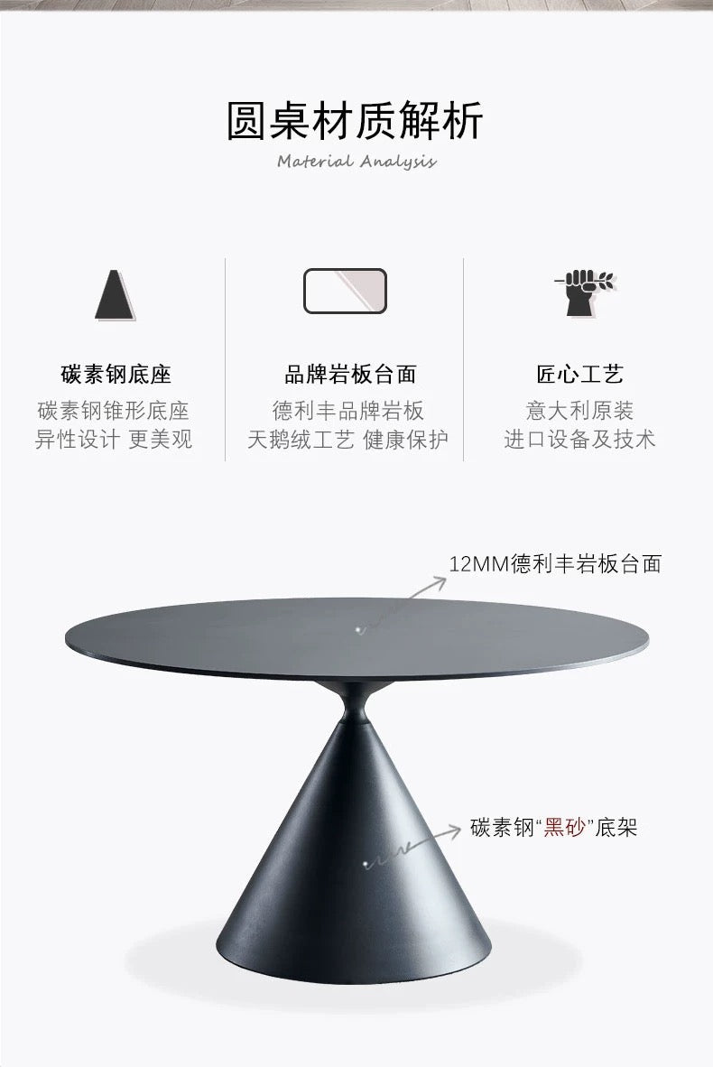 欣家居 現代簡約 純色德利豐岩板餐桌 內嵌式轉盤 小戶型餐桌QY