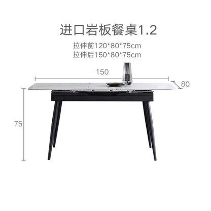欣家居 岩板餐桌 小戶型可伸縮餐桌 現代極簡風QY