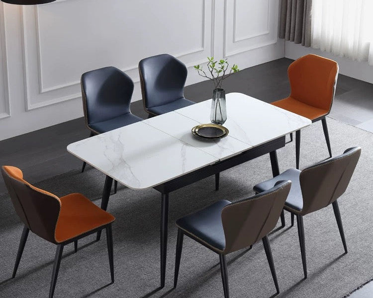 欣家居 岩板餐桌 小戶型可伸縮餐桌 現代極簡風QY