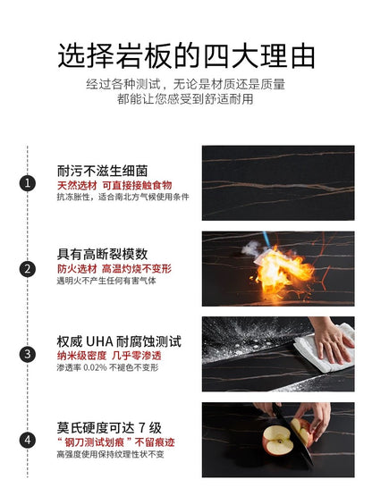 欣家居 岩板餐桌 小戶型可伸縮餐桌 現代極簡風QY