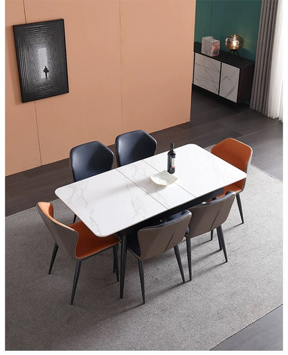 欣家居 岩板餐桌 小戶型可伸縮餐桌 現代極簡風QY