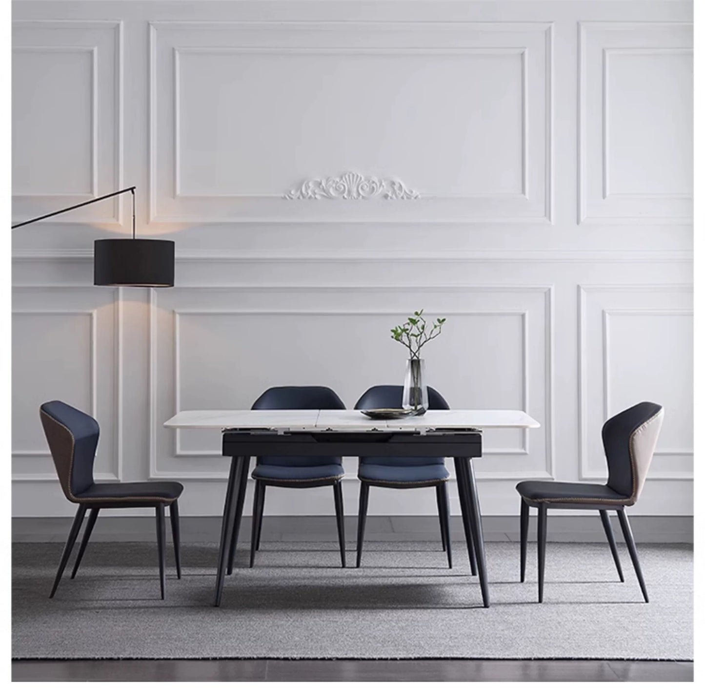 欣家居 岩板餐桌 小戶型可伸縮餐桌 現代極簡風QY