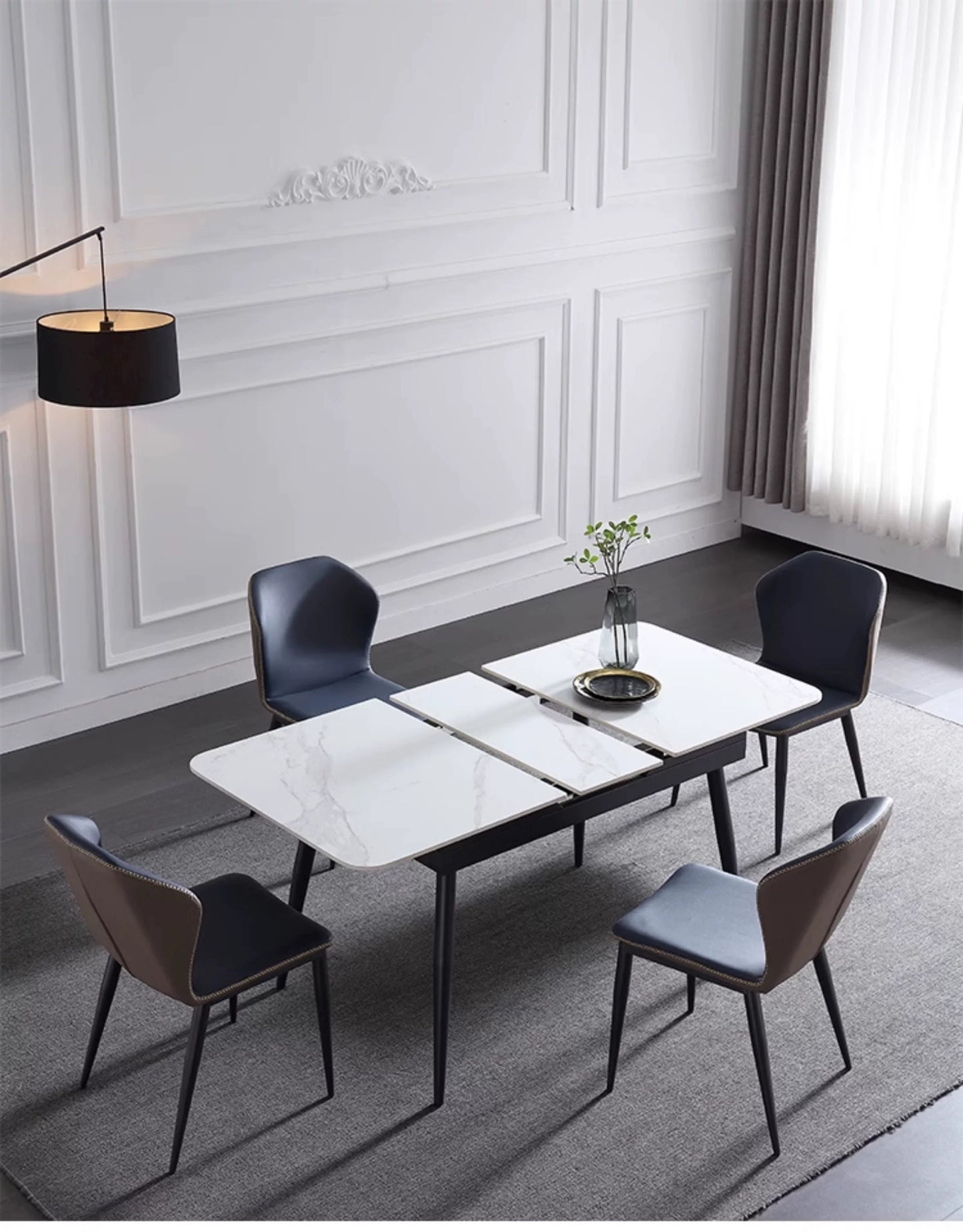 欣家居 岩板餐桌 小戶型可伸縮餐桌 現代極簡風QY