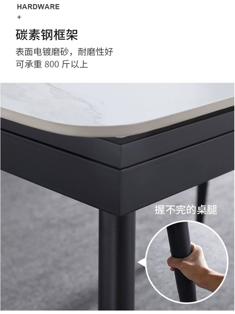 欣家居 岩板餐桌 小戶型可伸縮餐桌 現代極簡風QY