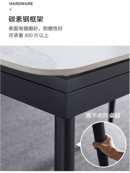 欣家居 岩板餐桌 小戶型可伸縮餐桌 現代極簡風QY