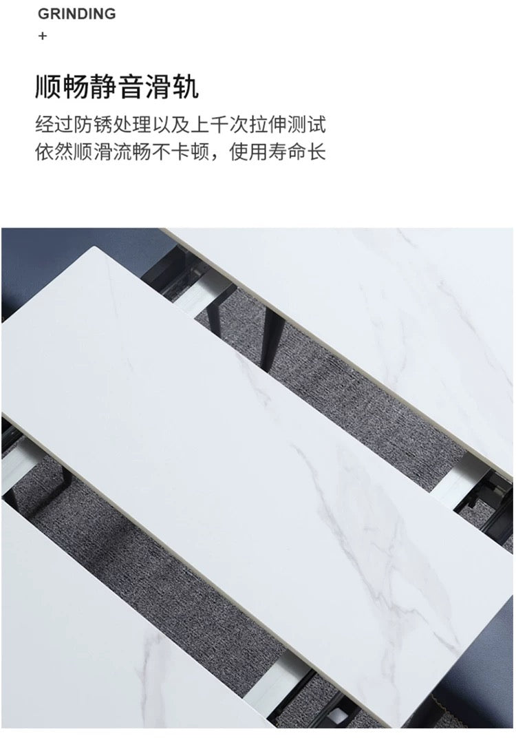 欣家居 岩板餐桌 小戶型可伸縮餐桌 現代極簡風QY