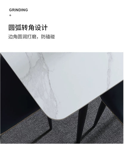 欣家居 岩板餐桌 小戶型可伸縮餐桌 現代極簡風QY